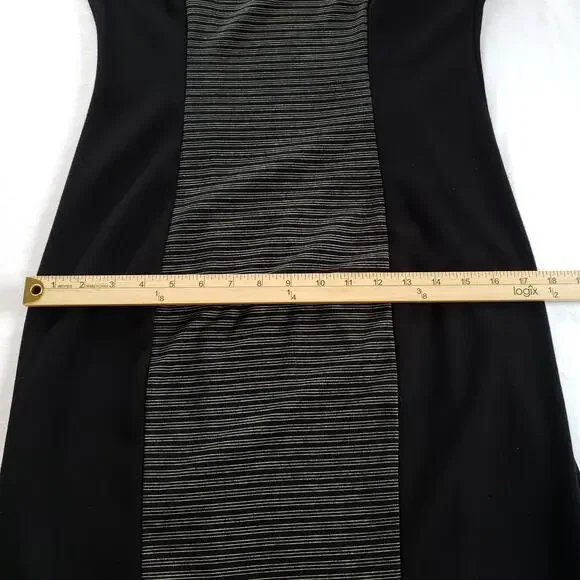BB Dakota Dress Bodycon Womens Large Black Gray Striped Sleeveless Style BE25803 - Picture 4 of 11
